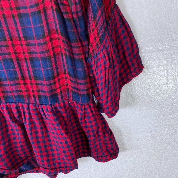 Skies Are Blue XS Plaid Ruffle Peplum Top Blouse - Picture 7 of 11